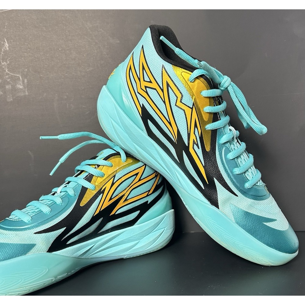 Puma LaMelo Ball MB.02 Shoes Mens 11.5 Honeycomb Aqua Mesh Basketball Sneakers - Picture 2 of 10